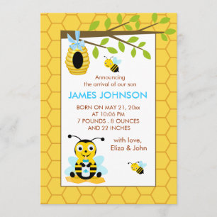 Cartão de Nascimento de Bee Boy Bee Boy Bonito