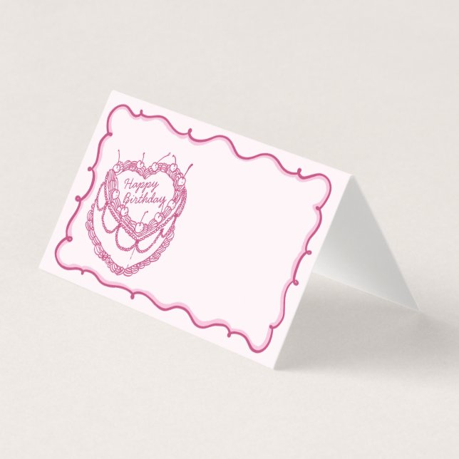 Cartão de Nascimento de Bolo de Cerejeira Retro Ro (Frente)