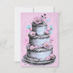 Cartão de Nascimento de Bolo de Flor Elegante