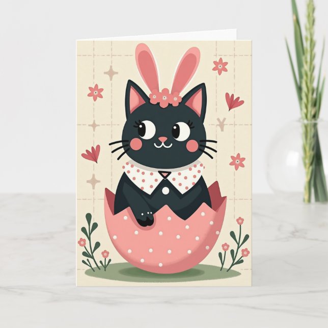 Cartão de Nascimento de Felino com Bolinhas (Frente)