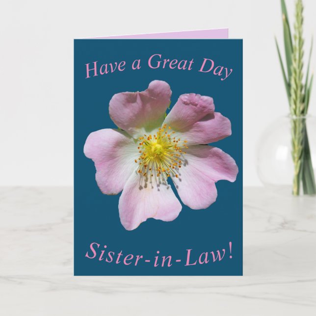 Cartão de Nascimento de Flor Selvagem de Rosa para (Frente)