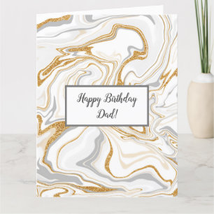 Cartão de Nascimento de Pai Marble, branco, Cinza