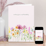 Cartão de Nascimento Selvagem de Flor Selvagem bon<br><div class="desc">Bonito cartão de aniversário de flor selvagem,  intitulado desejando um aniversário selvagem,  que você pode editar se quiser,  junto com o dentro. O design tem uma borda floral de flores silvestres coloridas em laranja lilás cor-de-rosa e amarelo com um buquê rosa no verso.</div>