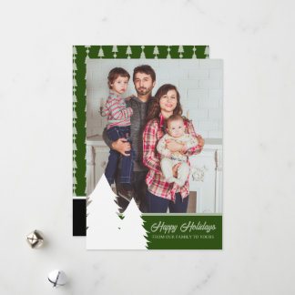 Cartão de Natal 2024 Padrão Verde de Árvore