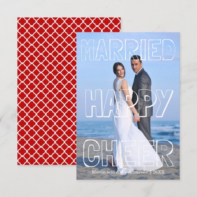 Cartão de Natal 3x5 de Cheque Feliz Casado (Frente/Verso)