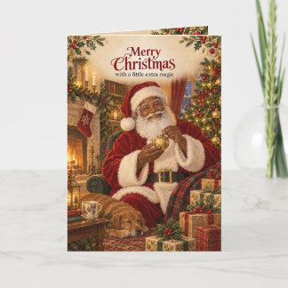 Cartão de Natal Aconchegante do Papai Noel Preto a