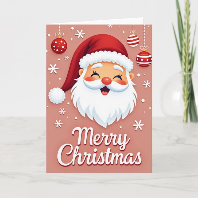 Cartão de Natal Adorável do Papai Noel com Enfeite (Frente)