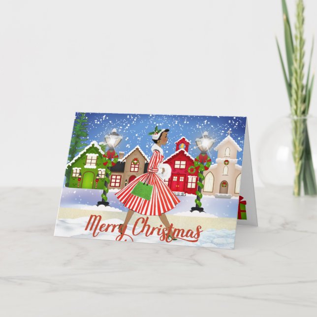 Cartão de Natal Afro-Americano Antigo (Frente)