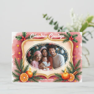 Cartão de Natal Aguarela com Luz de Velas & Citrin