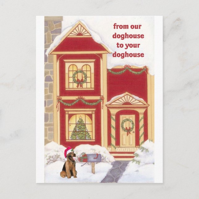 Cartão de Natal Airedale terrivel (Frente)