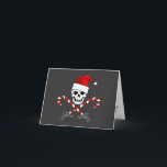 Cartão de Natal alegre do papai noel de Roger do<br><div class="desc">Yo, Ho Ho Ho! Este Roger alegre está pronto para um Natal do pirata, termina com seus chapéu do papai noel e bastões de doces cruzados. Dentro de diz "Yo, Ho, Ho, Ho! O Feliz Natal", acompanhado da cara de sorriso alegre, mas este é um modelo assim que você pode...</div>