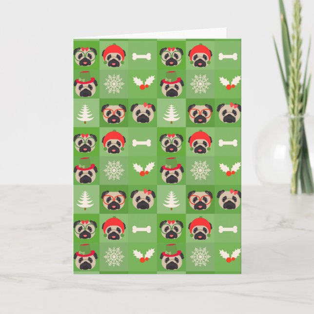 Cartão de Natal alegre do Pug (Frente)