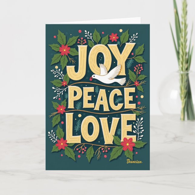Cartão de Natal Alegria Paz Amor (Frente)