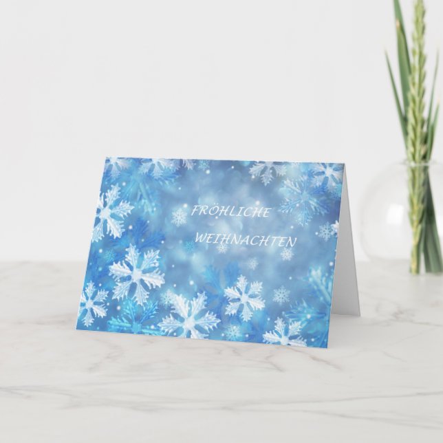 Cartão de Natal alemão com flocos de neve (Frente)