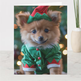 Cartão de Natal Alemão Spitz Elf