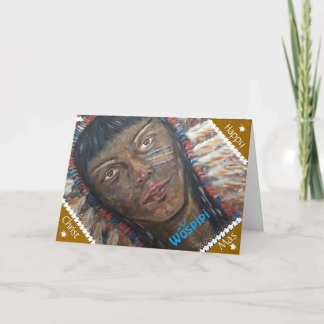 Cartão de Natal Americano de Wospipi Indígena. (Frente)