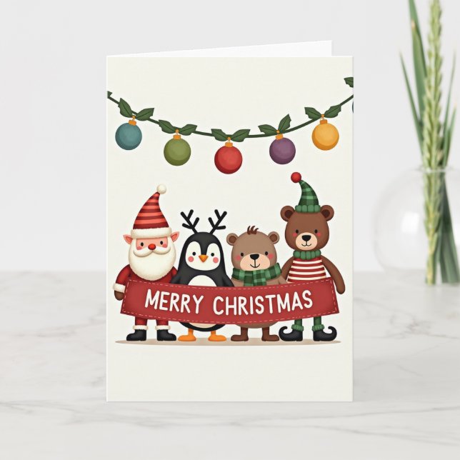 Cartão de Natal Amigos Animais (Frente)