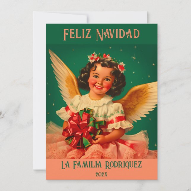 Cartão de Natal Angel "Feliz Navidad" (Frente)