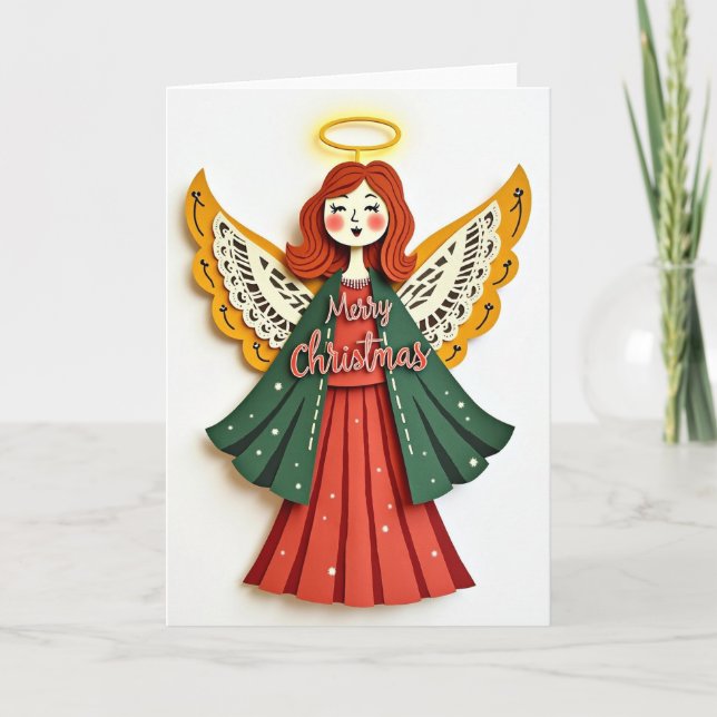 Cartão de Natal Anjo Alegre (Frente)