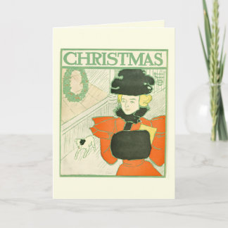 Cartão de Natal Antigo de 1898 | Edward Penfield 