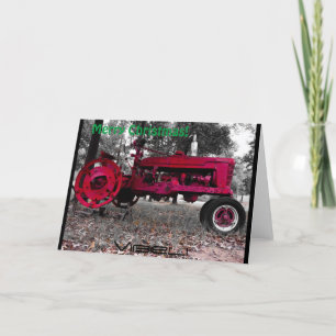 Cartão de Natal Antiquado de Trator por Vibeli