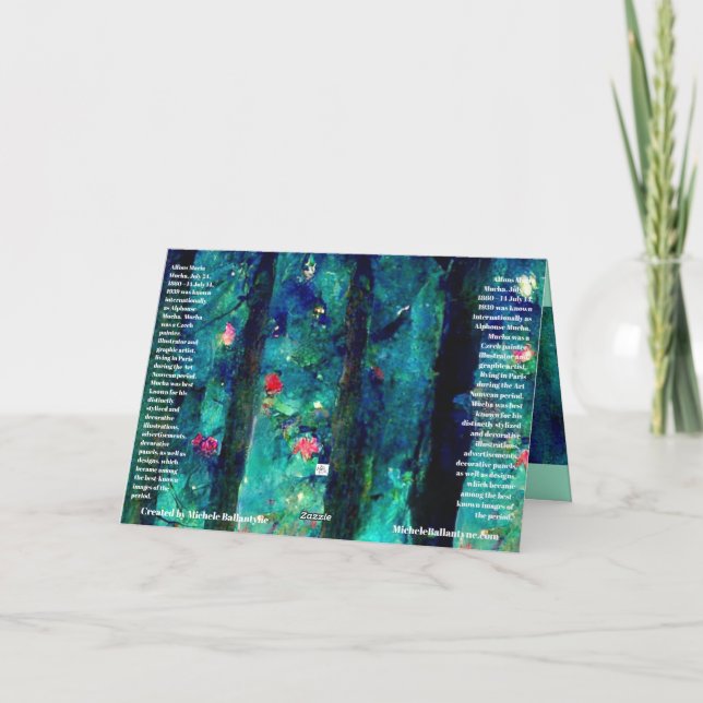 Cartão de Natal aquarela estilo Alphonse Mucha (Verso)