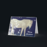 Cartão de Natal árabe branco do cavalo<br><div class="desc">Uma foto que eu tomei de um cavalo favorito,  pela neve de Sandra</div>