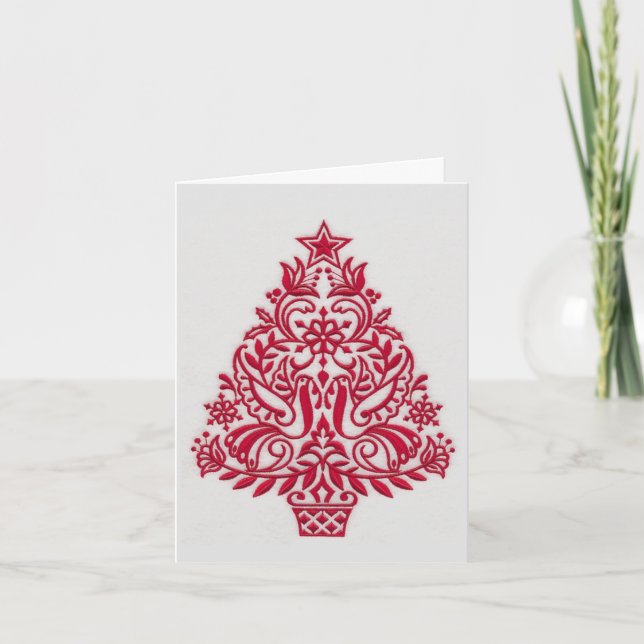 Cartão de Natal - Arte Foliar Escandinava de Natal (Frente)