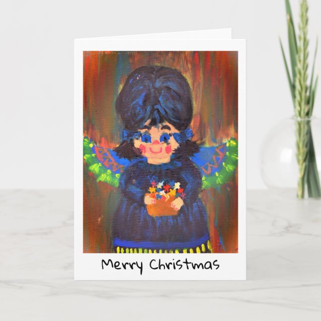 Cartão de Natal - Arte Infantil - Anjo (Frente)