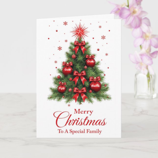 Cartão de Natal Árvore com Enfeite Vermelho – Famí (Orquídea)