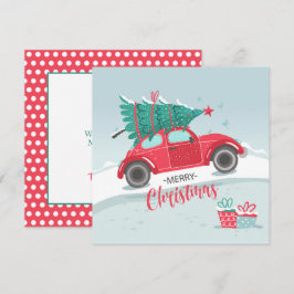 Cartão de Natal Árvore de Natal Carro Vermelho Peq