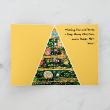 Cartão de Natal árvore iluminada estilo Gustav Kli