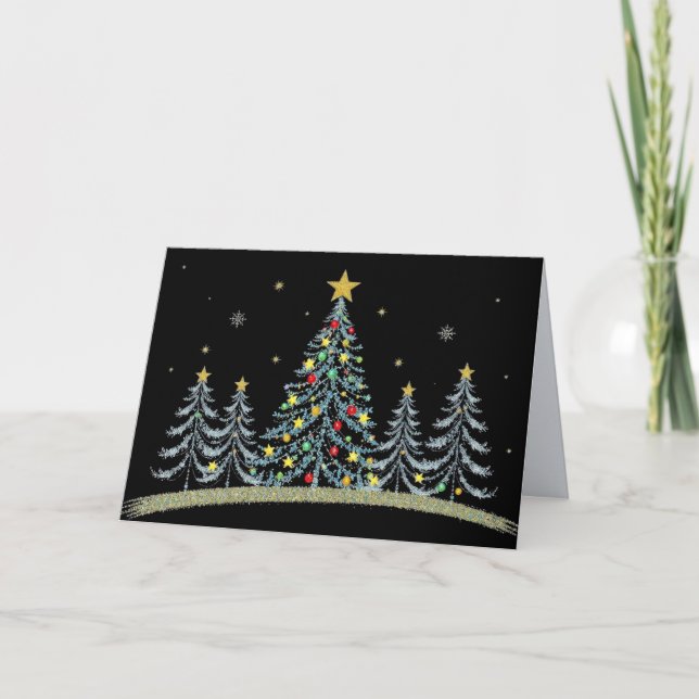 Cartão de Natal Árvores Decoradas Bonito (Frente)