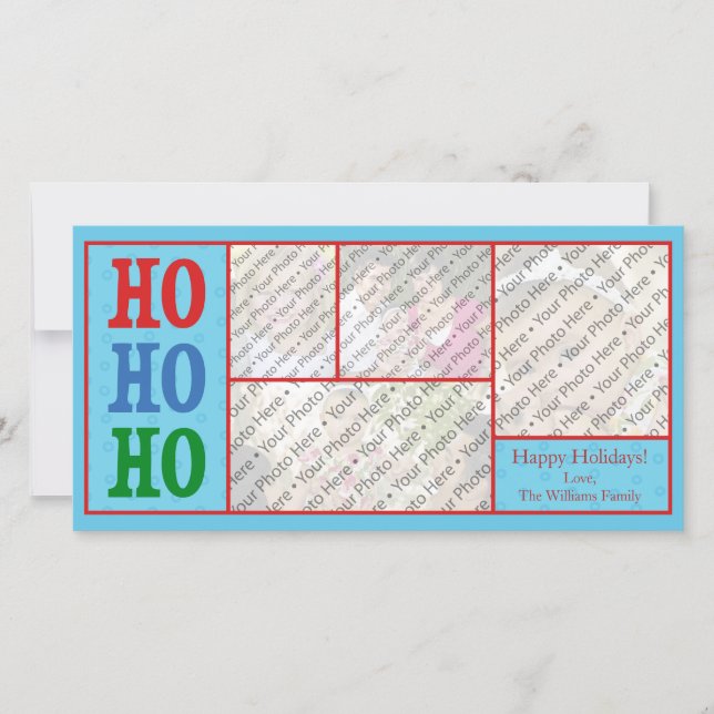 Cartão de Natal Azul com Texto Personalizado (Frente)