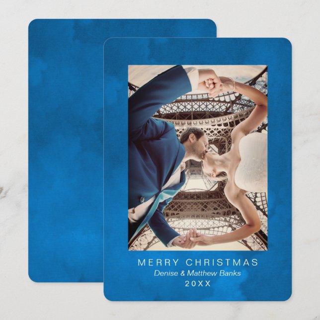 Cartão de Natal Azul Crocus Nebulas (Frente/Verso)