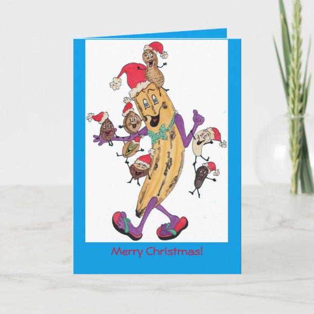 Cartão de Natal Azul "Crunchy" (Frente)