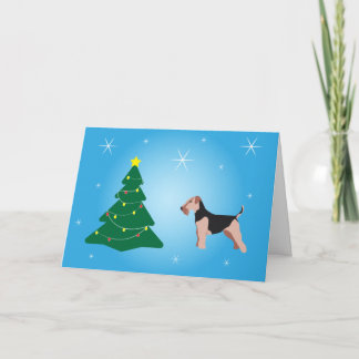 Cartão de Natal Azul do Terrier Galês