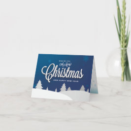 Cartão de Natal Azul Dobrável Vintage