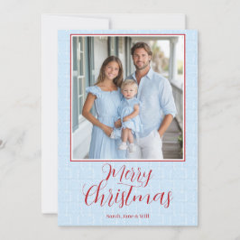 Cartão de Natal Azul e Vermelho Claro para o Avô d