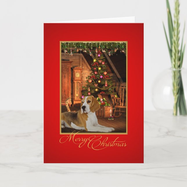 Cartão de Natal Beagle (Frente)