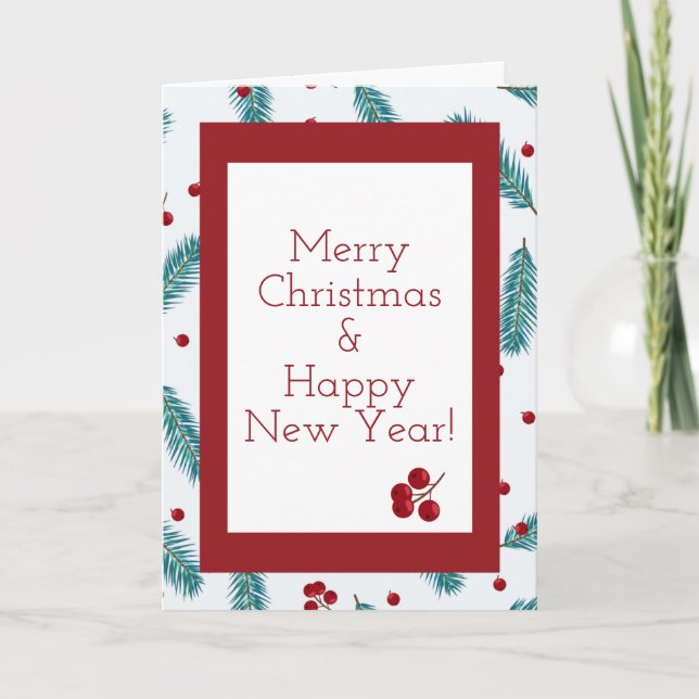 Cartão de Natal Berry feliz (Frente)