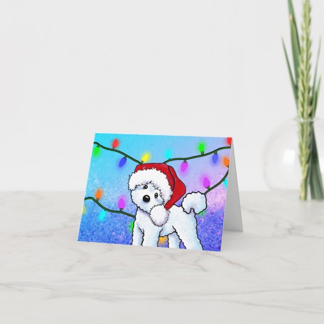 Cartão de Natal Bichon Frise (Frente)