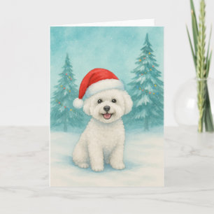Cartão de Natal Bichon Frise - Cartão de Férias