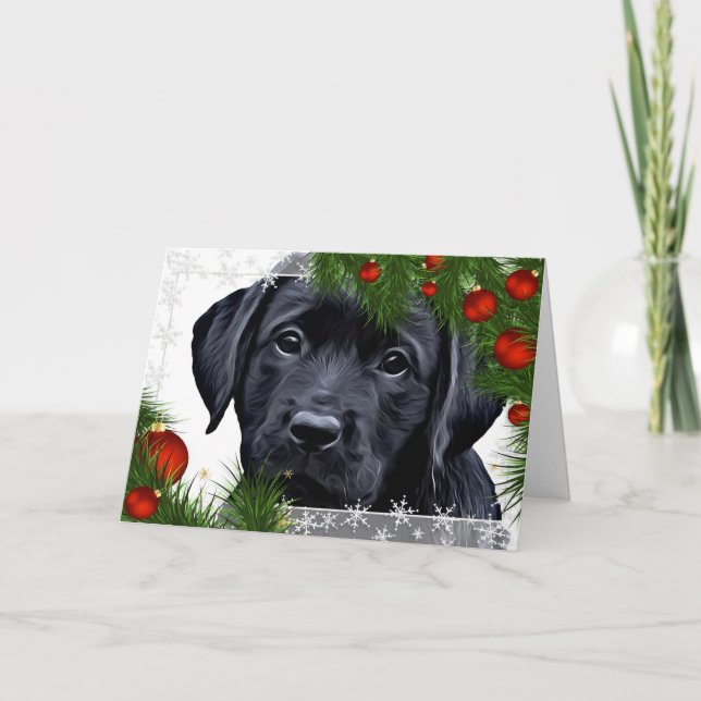 Cartão de Natal Black Lab - Cachorro Bonito Labrad (Frente)