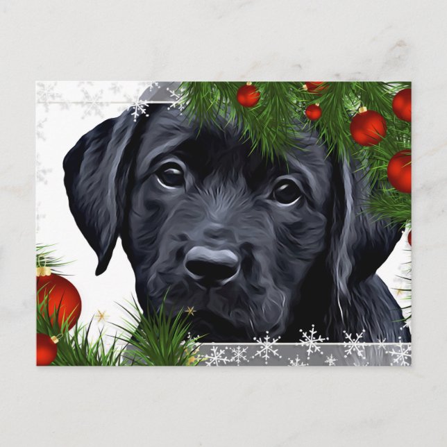 Cartão de Natal Black Lab - Cachorro Bonito Labrad (Frente)