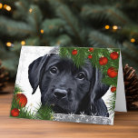 Cartão de Natal Black Labrador<br><div class="desc">Natal e Cartões de natal do Black Lab Personalizem com sua mensagem personalizada no dentro.</div>