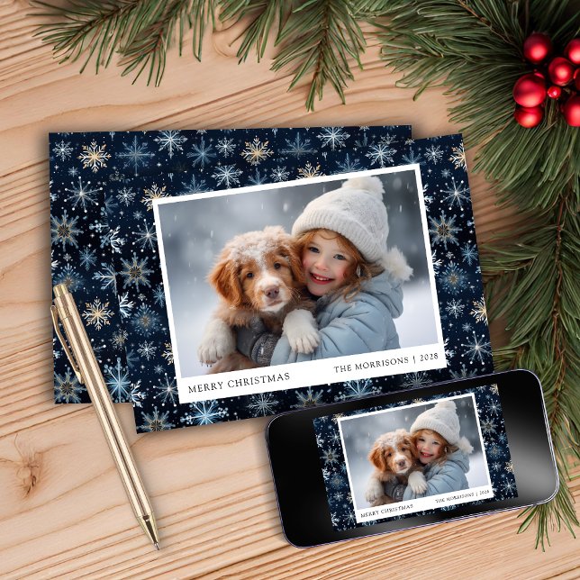 Cartão de Natal Blue Snowflake (Criador carregado)