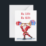 Cartão de Natal Bodybuilder Papai Noel com present<br><div class="desc">Bodybuilder Papai Noel com presentes de Natal - Cartoon Divertido Pintura Coleção Engraçada - Escolha / Adicione Seu Texto / Nome / Cor - Faça seu presente especial - Redimensionar e mover ou remover e adicionar elementos / texto com ferramenta de personalização! Pintura e Design por MIGNED. Por favor, veja...</div>