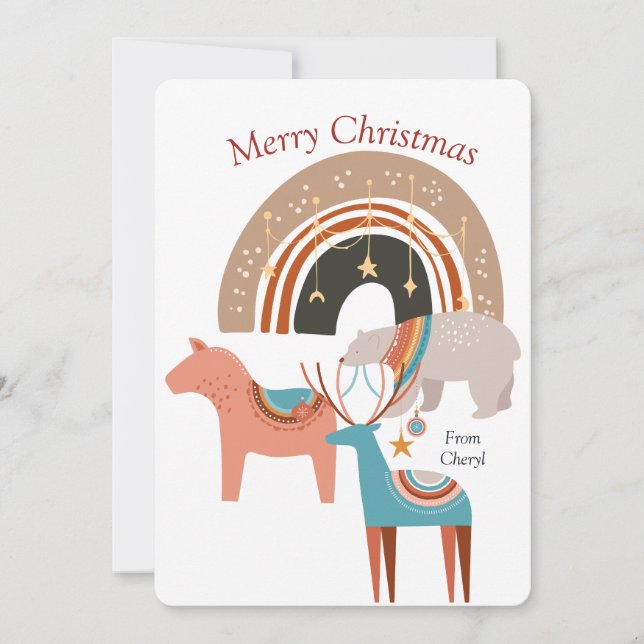 Cartão de Natal Boho Watercolor (Frente)