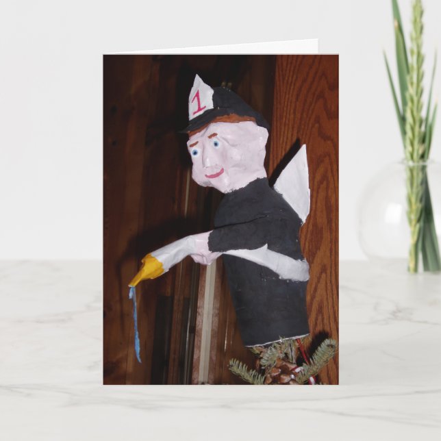 Cartão de Natal "Bombeiro Angel Tree-Topper" (Frente)